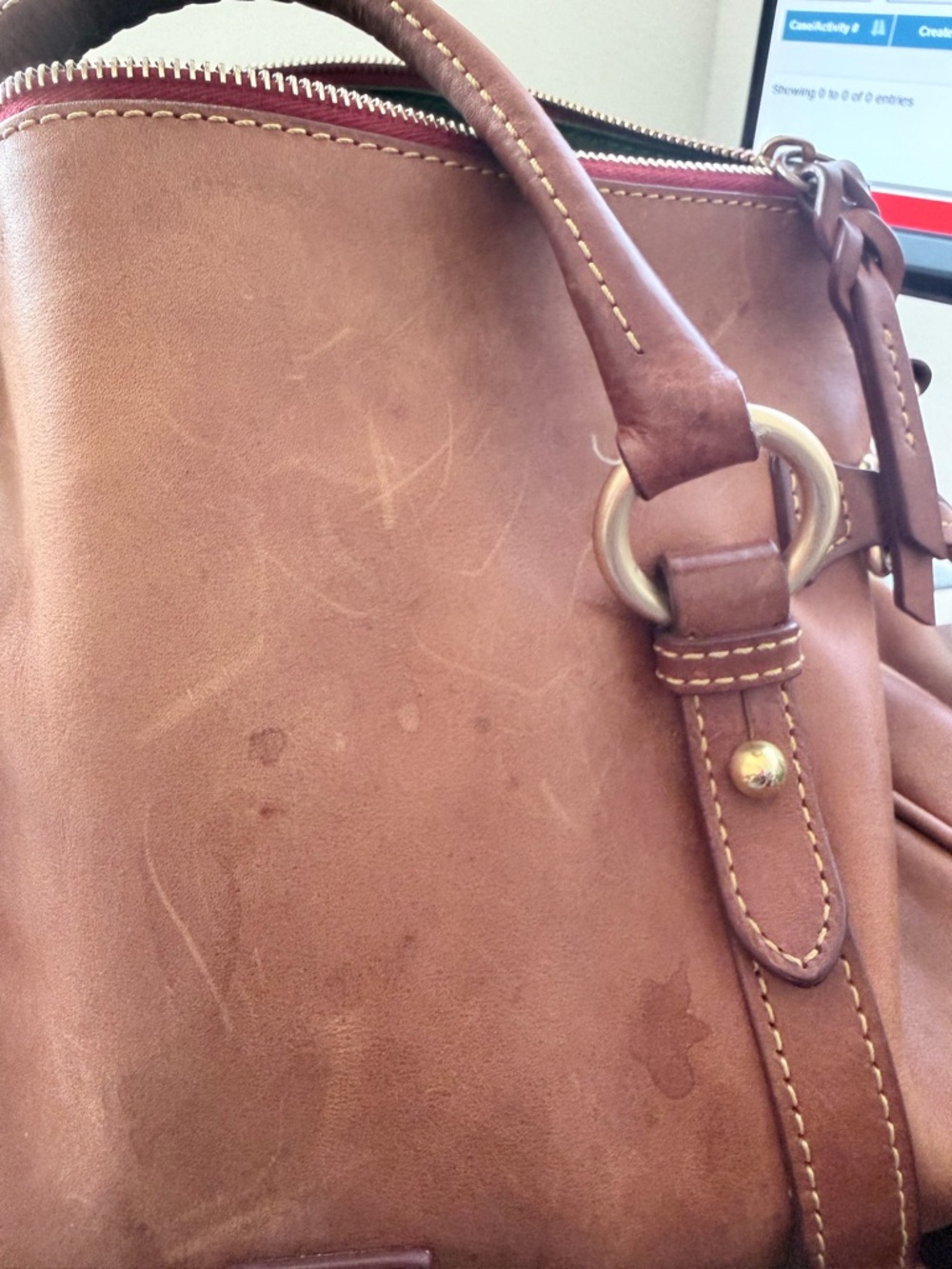 Dooney & Bourke Tan Leather Satchel - Picture 12 of 14